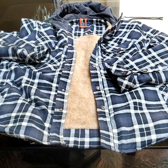 New Men's black/white plaid warm work jacket Large regular snap close - Picture 1 of 6